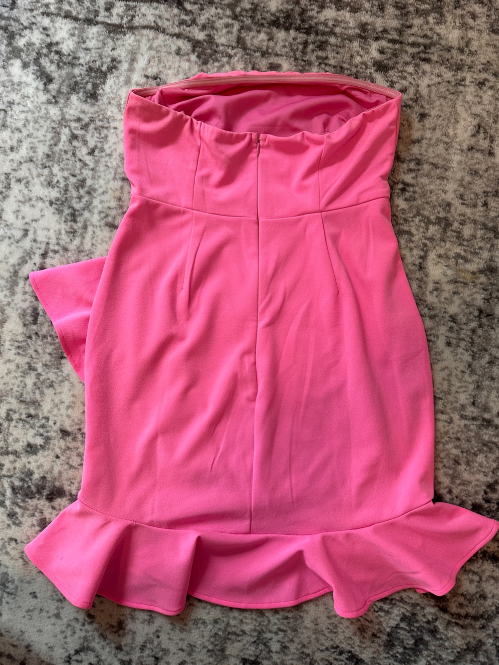 Hello Molly Strapless Pink Ruffle Hem Mini Dress - Picture 3 of 5